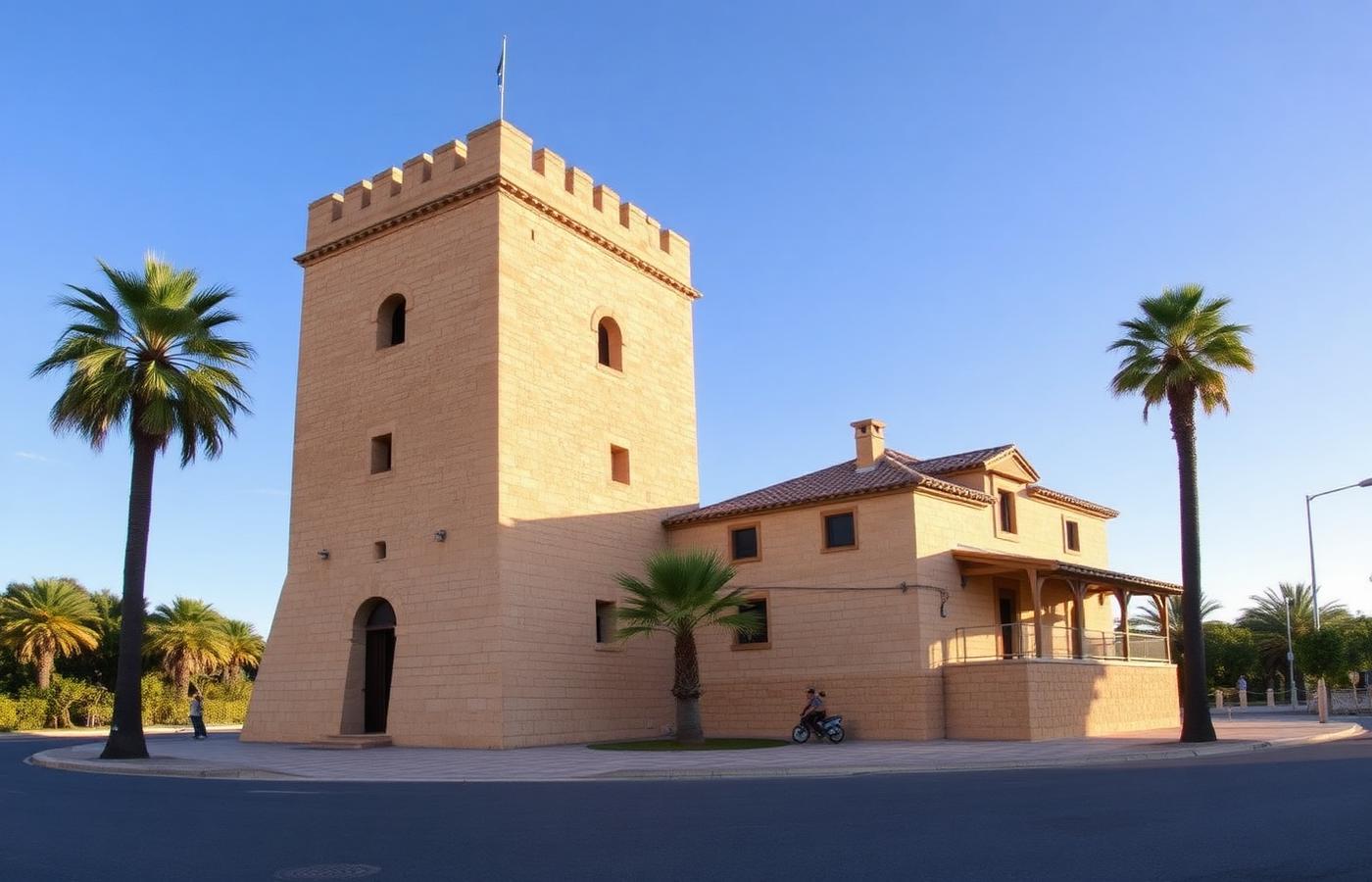 Vista exterior de la Torre Sarrió con su casa aneja